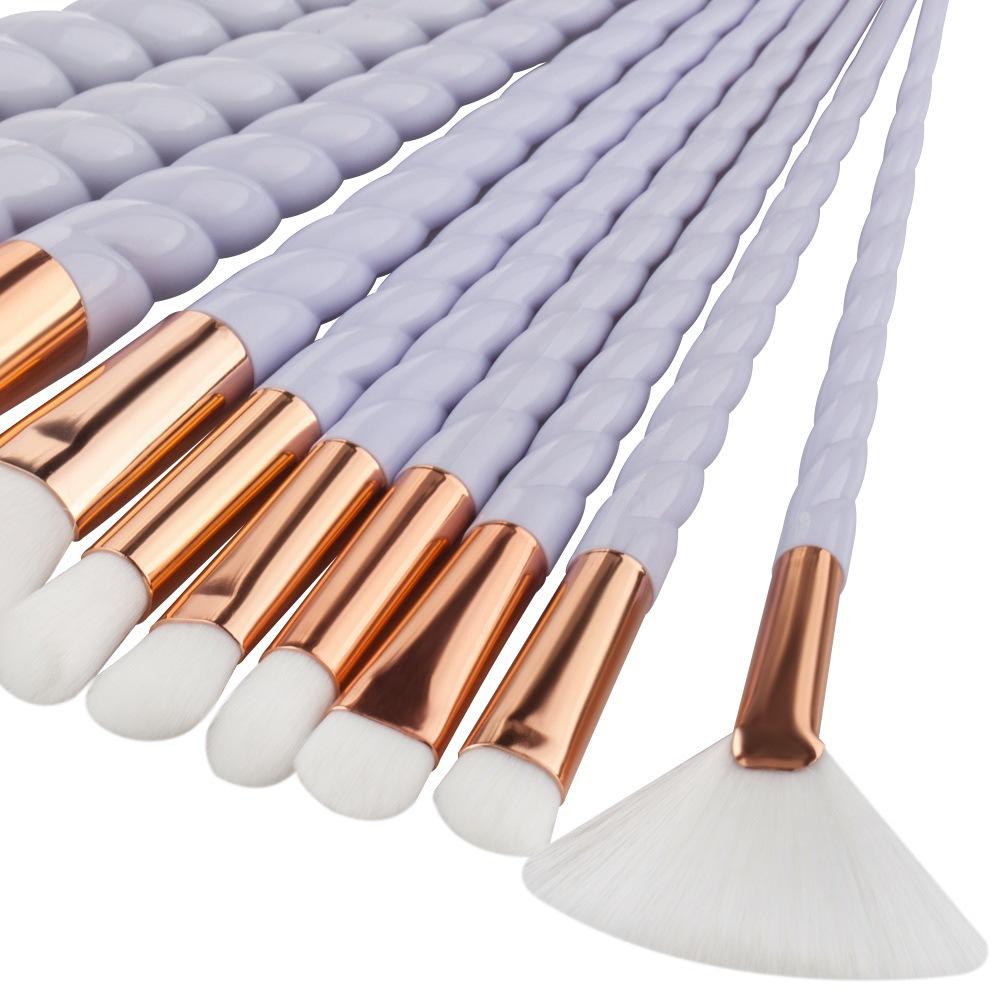 White Unicorn With Pink Case Makeup Brush Set - emilyalexandracosmetics