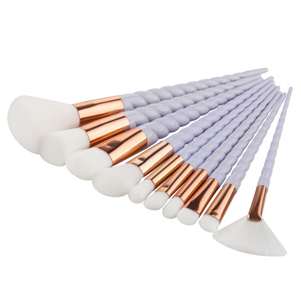 White Unicorn With Pink Case Makeup Brush Set - emilyalexandracosmetics